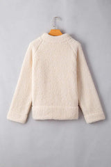 Turtleneck Long Sleeve Slit Fleece Sweatshirt - Trendsi - Flyclothing LLC