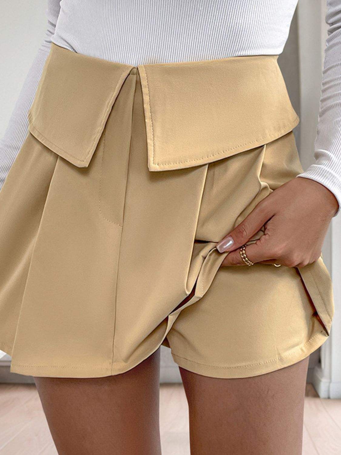 Perfee Pleated High Rise Shorts - Trendsi - Flyclothing LLC
