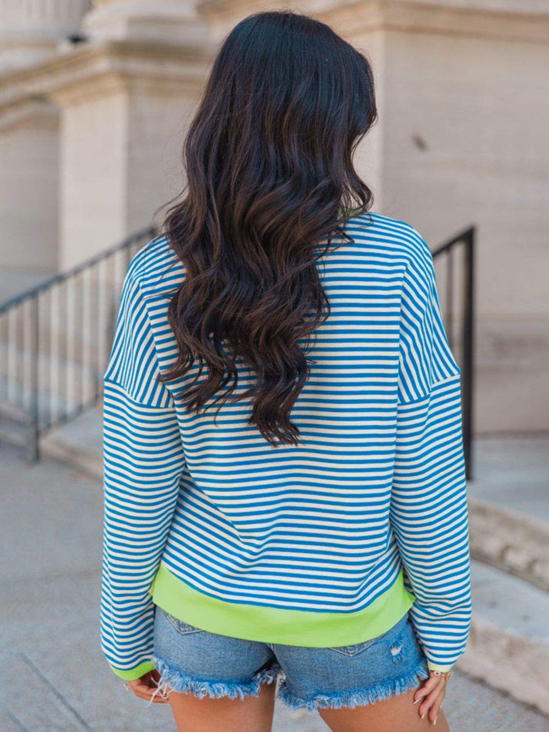 Perfee Striped Round Neck Long Sleeve Sweatshirt - Trendsi - Flyclothing LLC