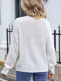 Crochet Flower Round Neck Sweater - Trendsi