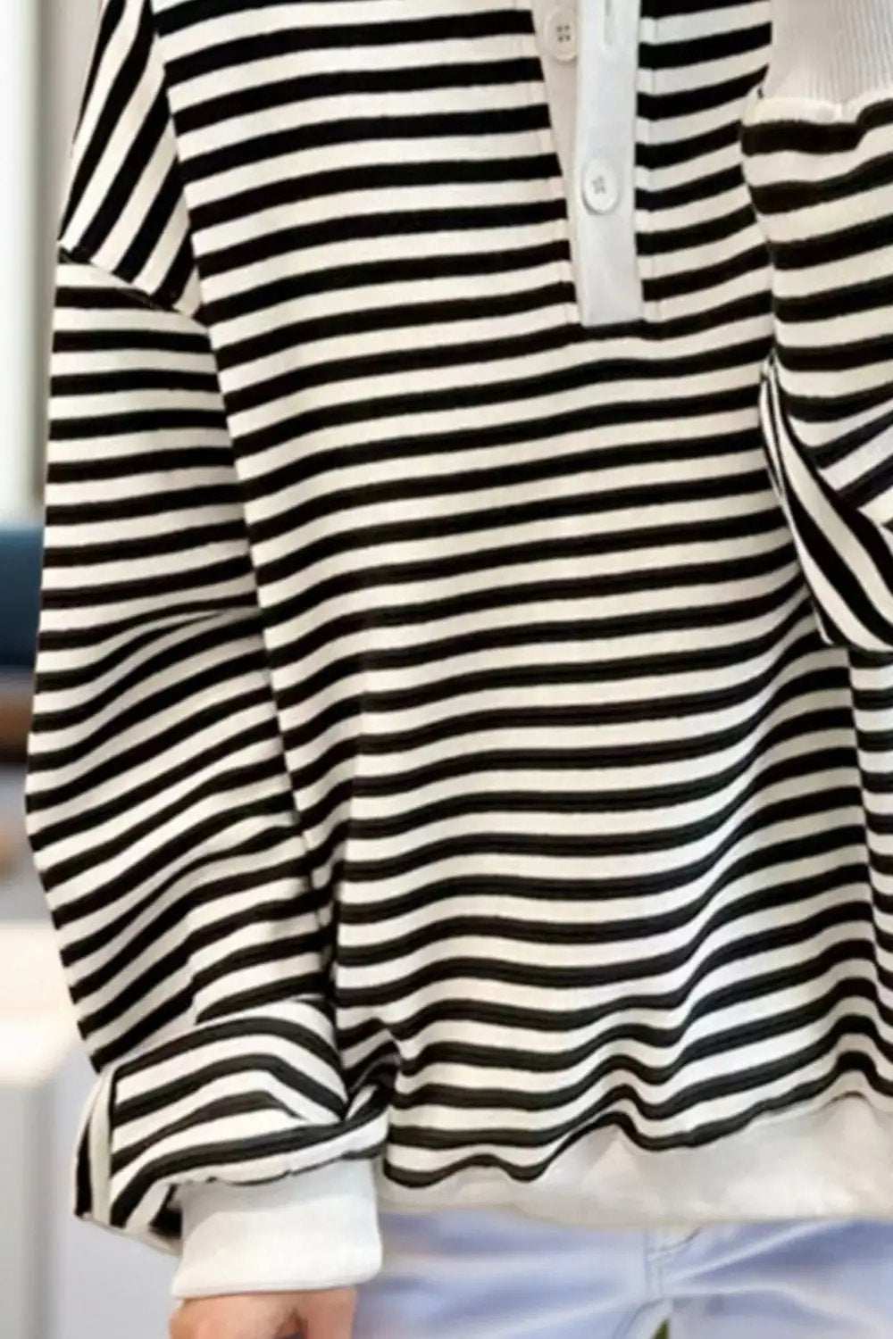 Striped Dropped Shoulder Long Sleeve Sweatshirt - Trendsi - Flyclothing LLC