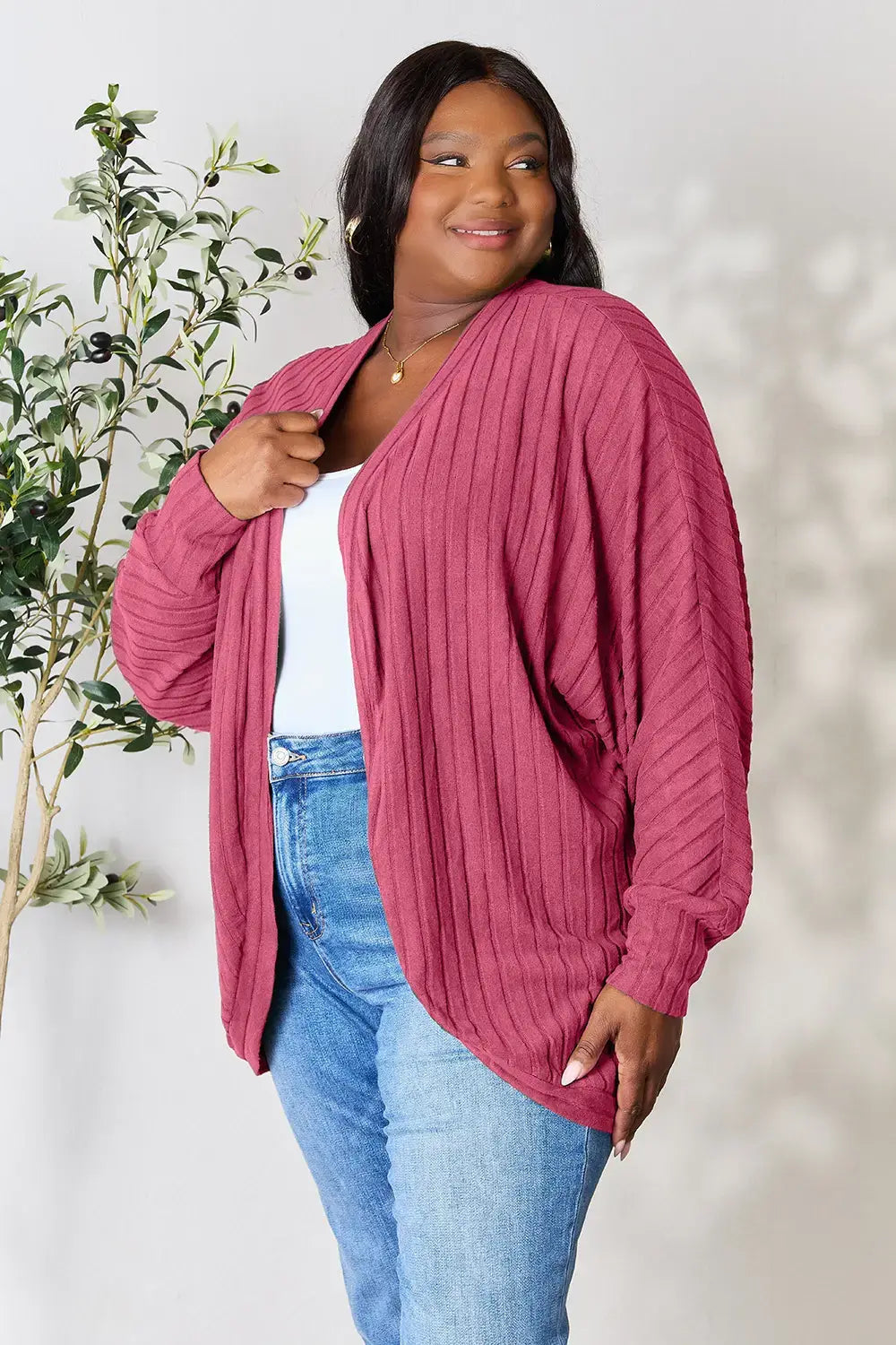 Basic Bae Full Size Ribbed Cocoon Cardigan - ShopBasicbae - Flyclothing LLC