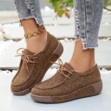 Round Toe Lace-Up Sneakers - Trendsi - Flyclothing LLC