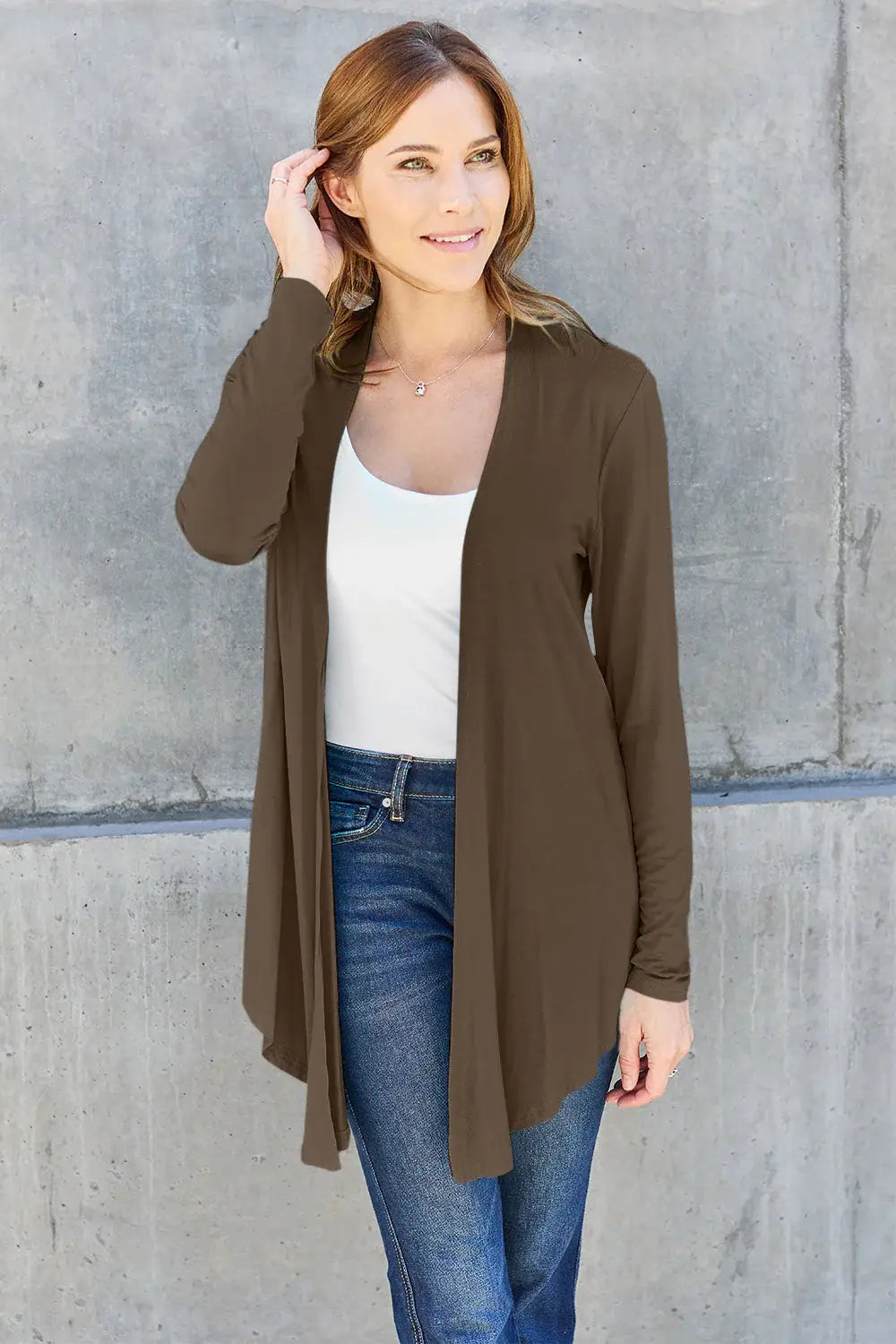 Basic Bae Full Size Open Front Long Sleeve Cardigan - ShopBasicbae - Flyclothing LLC