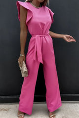 Round Neck Cap Sleeve Jumpsuit - Trendsi - Flyclothing LLC