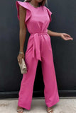 Round Neck Cap Sleeve Jumpsuit - Trendsi - Flyclothing LLC