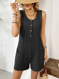 Pocketed Round Neck Sleeveless Romper - Trendsi