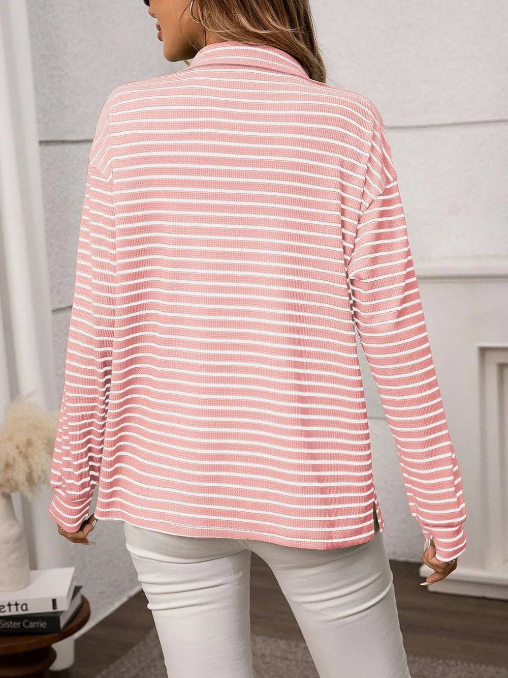 Striped Button Up Long Sleeve Shirt - Trendsi - Flyclothing LLC