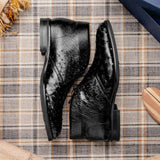 43-594-BLK MARCO Ostrich Quill Chukka Boot, Black - Zelli Italia - Flyclothing LLC