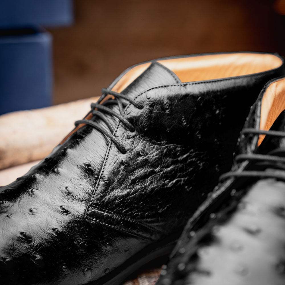 43-594-BLK MARCO Ostrich Quill Chukka Boot, Black - Zelli Italia - Flyclothing LLC