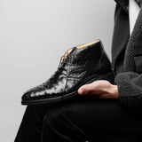 43-594-BLK MARCO Ostrich Quill Chukka Boot, Black - Zelli Italia - Flyclothing LLC