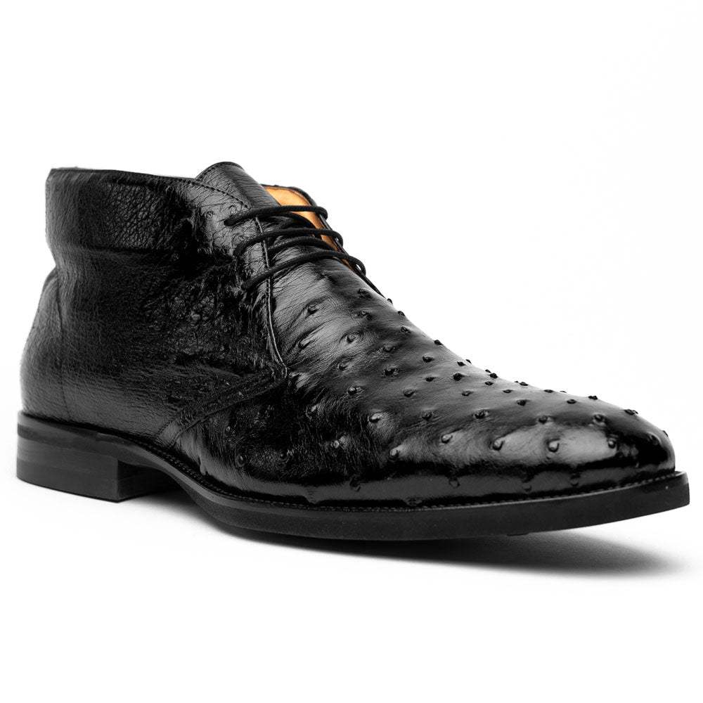 43-594-BLK MARCO Ostrich Quill Chukka Boot, Black - Zelli Italia - Flyclothing LLC