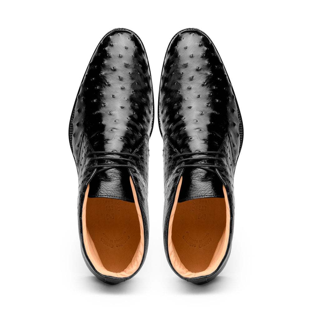 43-594-BLK MARCO Ostrich Quill Chukka Boot, Black - Zelli Italia - Flyclothing LLC