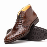 43-594-BRN MARCO Ostrich Quill Chukka Boot, Brown - Zelli Italia - Flyclothing LLC