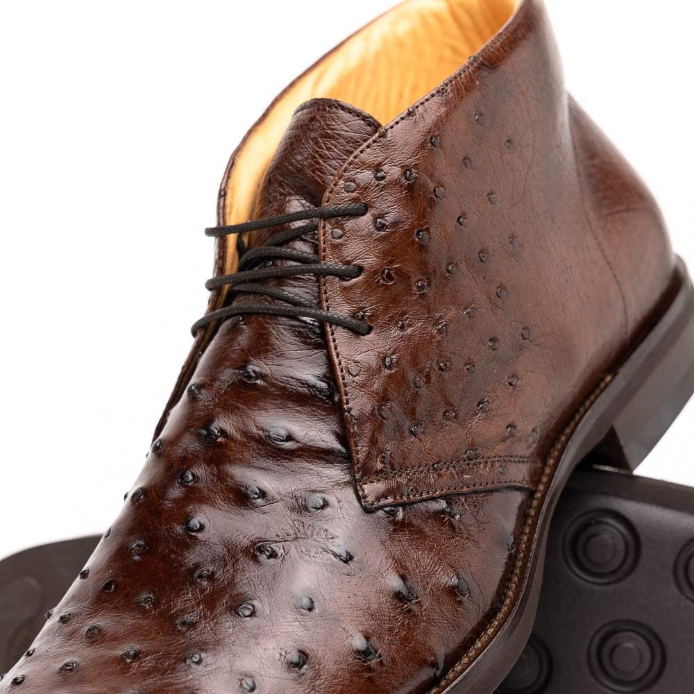 43-594-BRN MARCO Ostrich Quill Chukka Boot, Brown - Zelli Italia - Flyclothing LLC