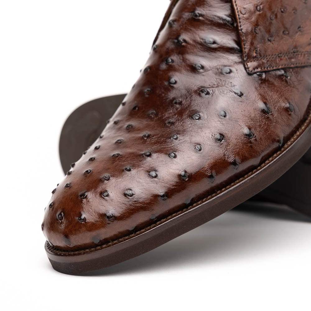 43-594-BRN MARCO Ostrich Quill Chukka Boot, Brown - Zelli Italia - Flyclothing LLC