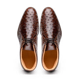 43-594-BRN MARCO Ostrich Quill Chukka Boot, Brown - Zelli Italia - Flyclothing LLC