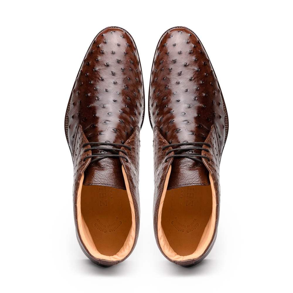 43-594-BRN MARCO Ostrich Quill Chukka Boot, Brown - Zelli Italia - Flyclothing LLC
