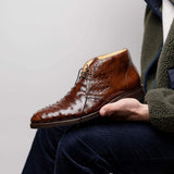 43-594-BRN MARCO Ostrich Quill Chukka Boot, Brown - Zelli Italia - Flyclothing LLC