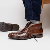 43-594-BRN MARCO Ostrich Quill Chukka Boot, Brown - Zelli Italia - Flyclothing LLC