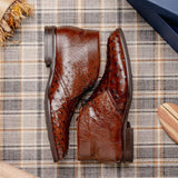 43-594-BRN MARCO Ostrich Quill Chukka Boot, Brown - Zelli Italia - Flyclothing LLC