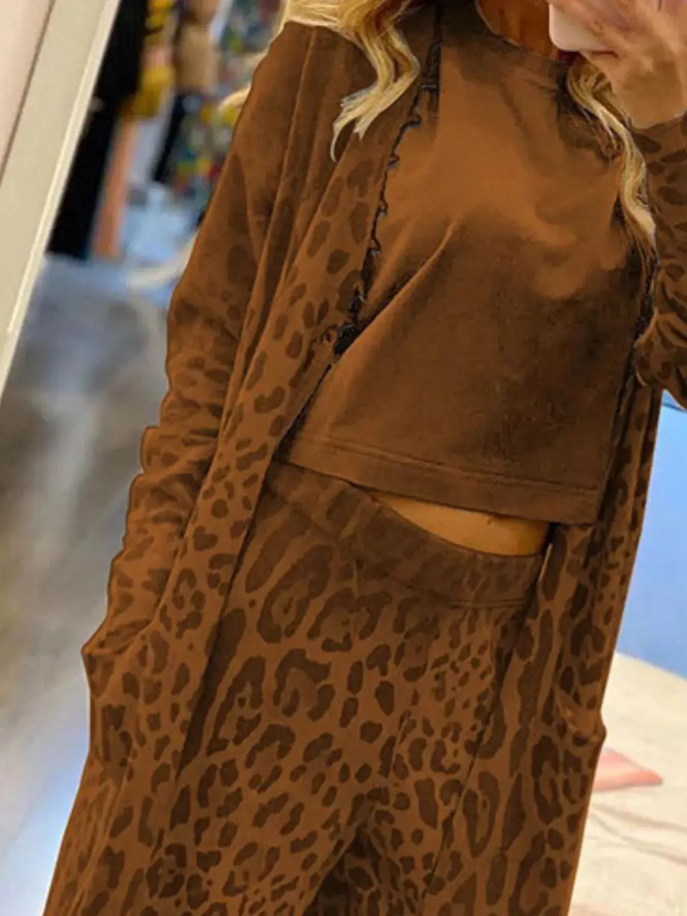 Long Sleeve Longline Outerwear and Pants Set - Trendsi - Flyclothing LLC