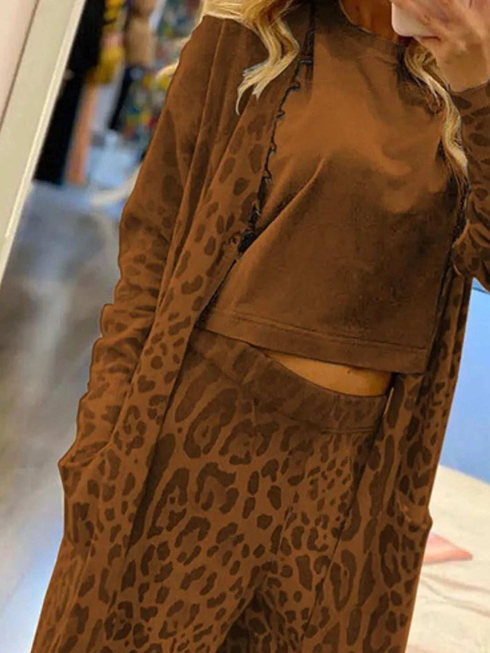 Long Sleeve Longline Outerwear and Pants Set - Trendsi - Flyclothing LLC