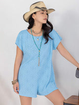 Round Neck Short Sleeve Romper - Trendsi - Flyclothing LLC