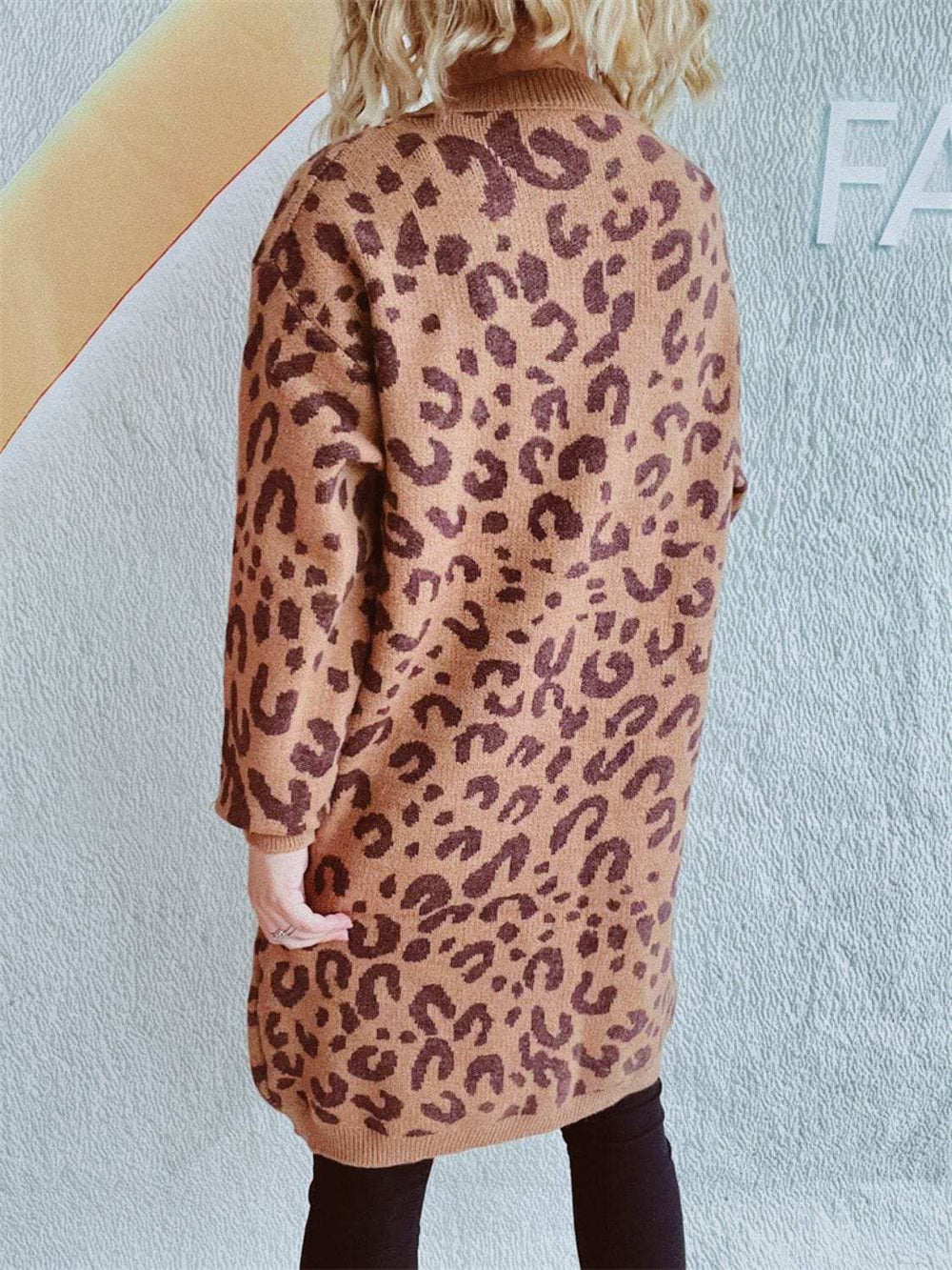 Leopard Round Neck Long Sleeve Sweater - Trendsi - Flyclothing LLC