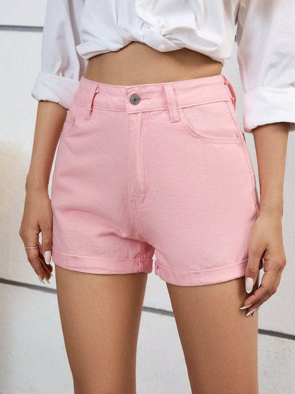 High Waist Denim Shorts - Trendsi - Flyclothing LLC