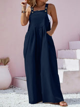 Plus Size Square Neck Wide Leg Overalls - Trendsi - Flyclothing LLC