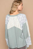 POL Lace Floral Round Neck Knit Top - Trendsi
