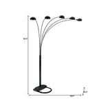 84" Black Five Light Arc Floor Lamp With Black Dome Shade - Homeroots - Flyclothing LLC