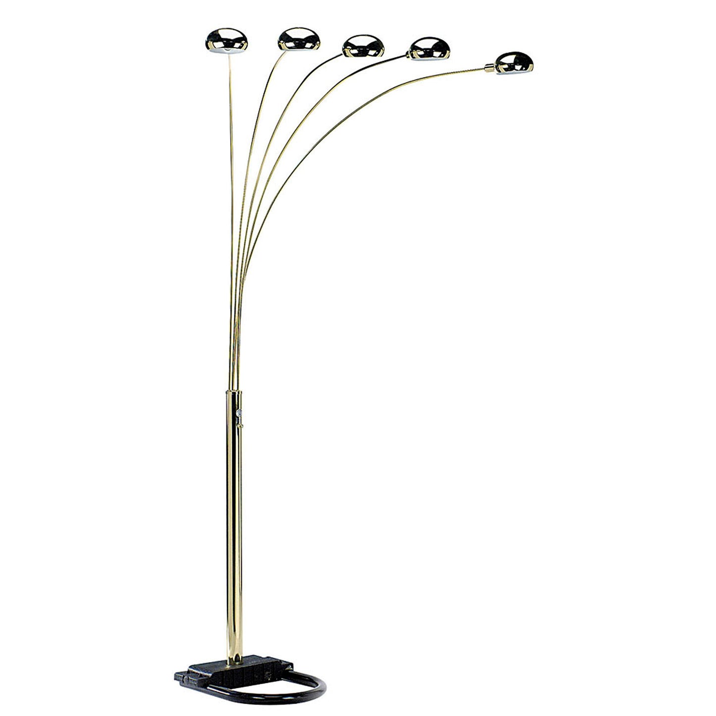 84" Brass Five Light Arc Floor Lamp With Brass Metal Dome Shade - Homeroots - Flyclothing LLC