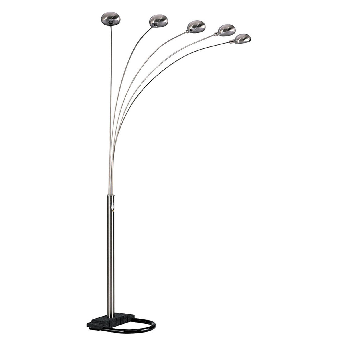 84" Nickel Five Lights Arc Floor Lamp With Nickel Dome Shade - Homeroots - Flyclothing LLC