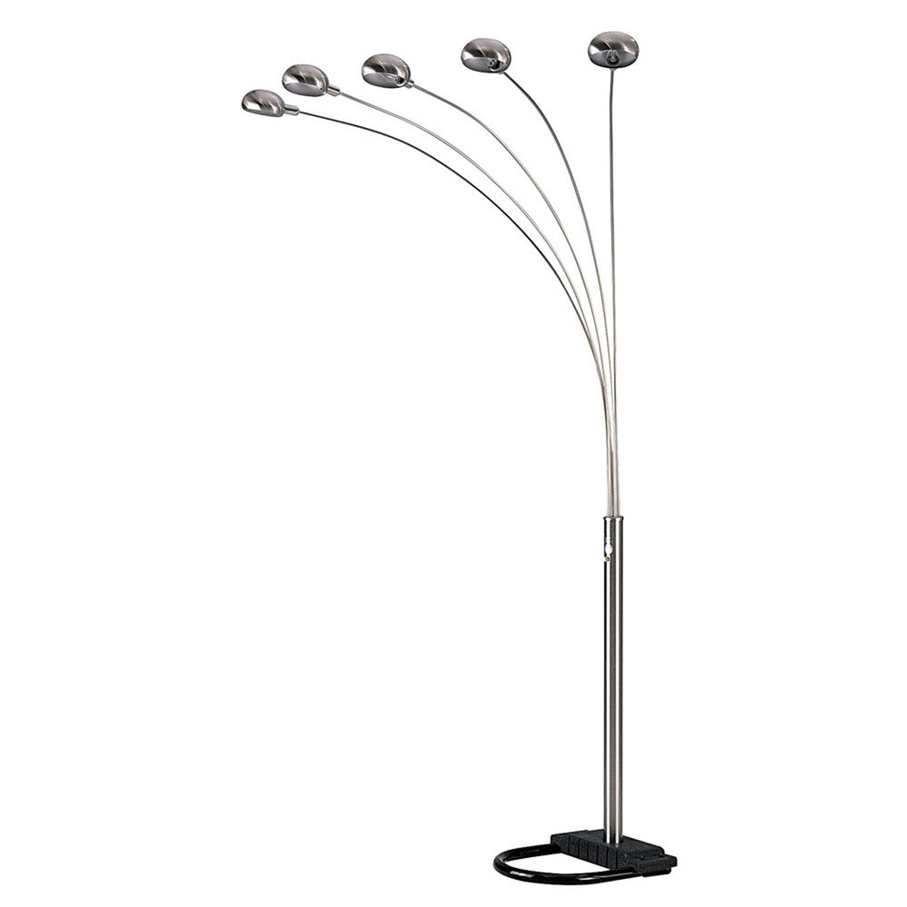 84" Nickel Five Lights Arc Floor Lamp With Nickel Dome Shade - Homeroots - Flyclothing LLC