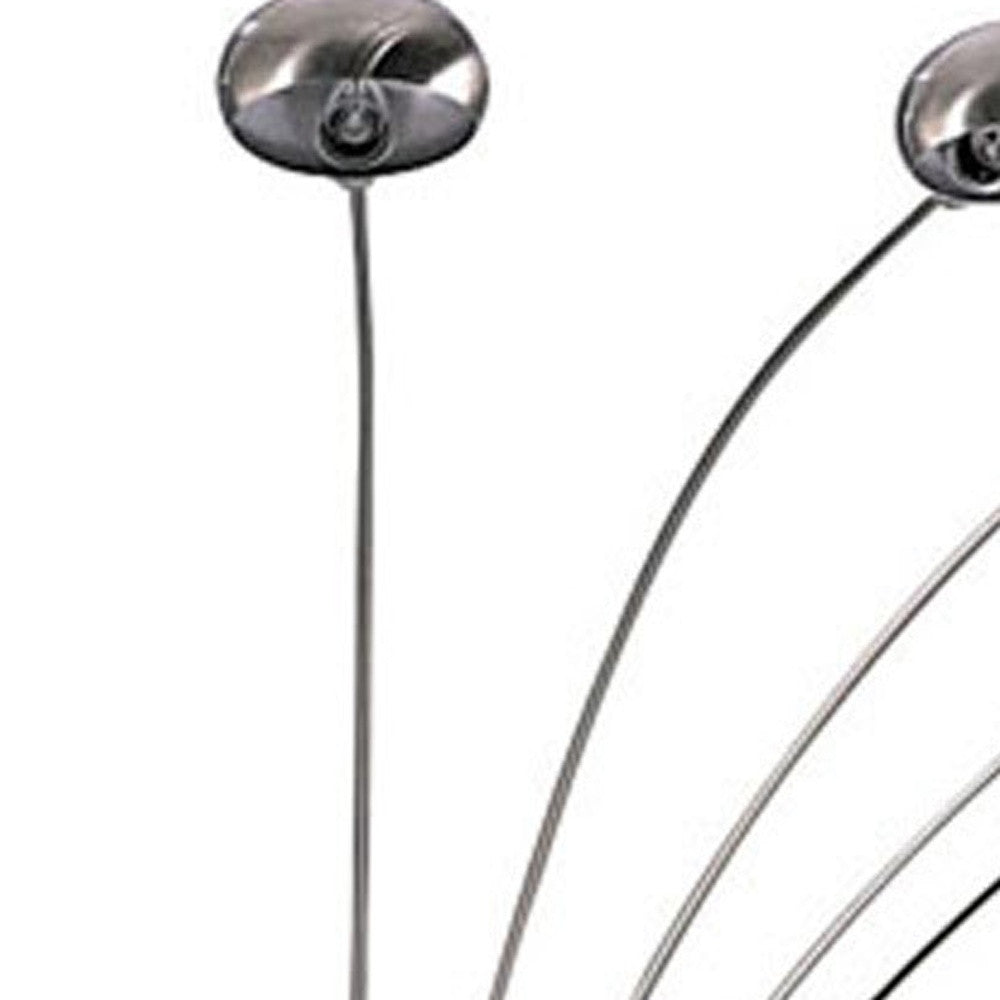84" Nickel Five Lights Arc Floor Lamp With Nickel Dome Shade - Homeroots - Flyclothing LLC
