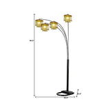 84" Black Four Light Arc Floor Lamp With Clear Crystal Glass Chandelier Shade - Homeroots - Flyclothing LLC