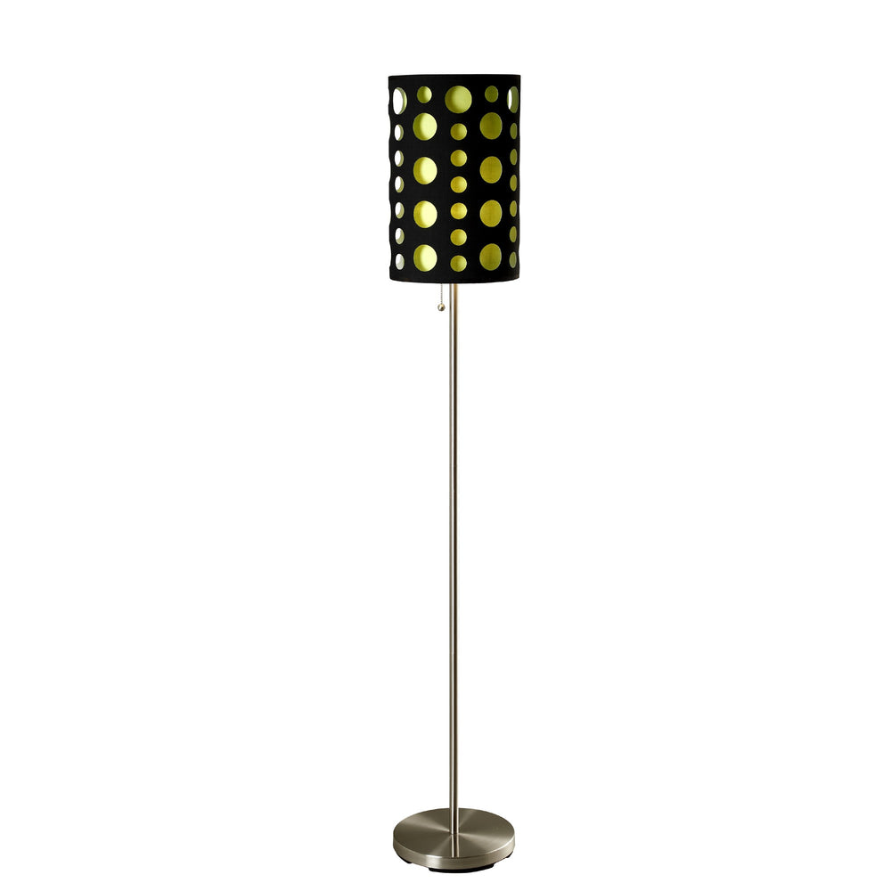66" Steel Novelty Floor Lamp With Black And Green Drum Shade - Homeroots