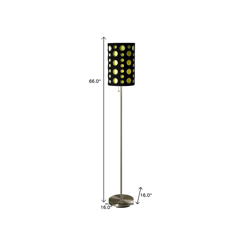 66" Steel Novelty Floor Lamp With Black And Green Drum Shade - Homeroots - Flyclothing LLC