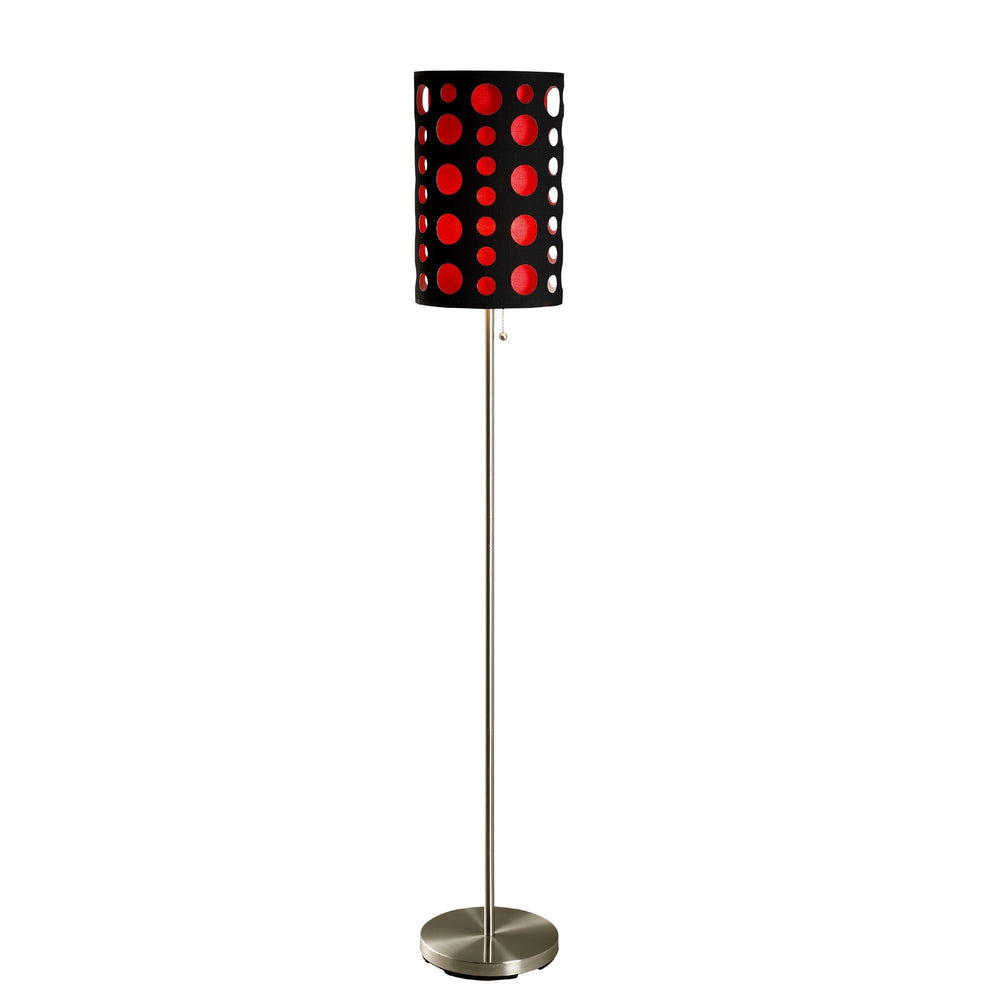 66" Steel Novelty Floor Lamp With Black And Red Drum Shade - Homeroots - Flyclothing LLC