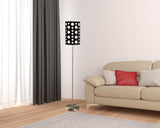 66" Steel Novelty Floor Lamp With Black And White Drum Shade - Homeroots