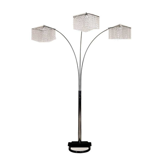 Floor Lamp with Three Hanging Crystal Shades - Homeroots - Flyclothing LLC