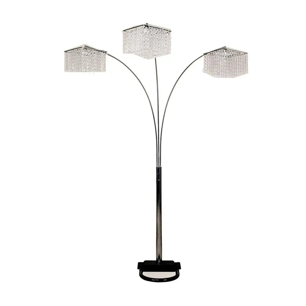 Floor Lamp with Three Hanging Crystal Shades - Homeroots - Flyclothing LLC