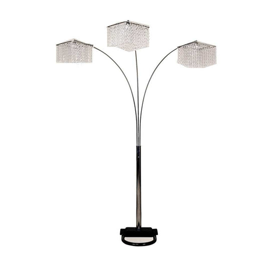 Floor Lamp with Three Hanging Crystal Shades - Homeroots - Flyclothing LLC