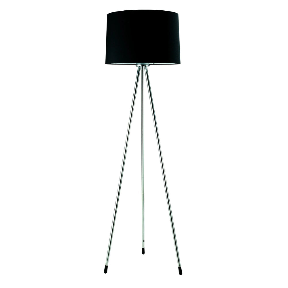59" Silver Tripod Floor Lamp With Black Fabric Drum Shade - Homeroots - Flyclothing LLC