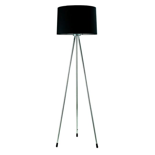 59" Silver Tripod Floor Lamp With Black Fabric Drum Shade - Homeroots