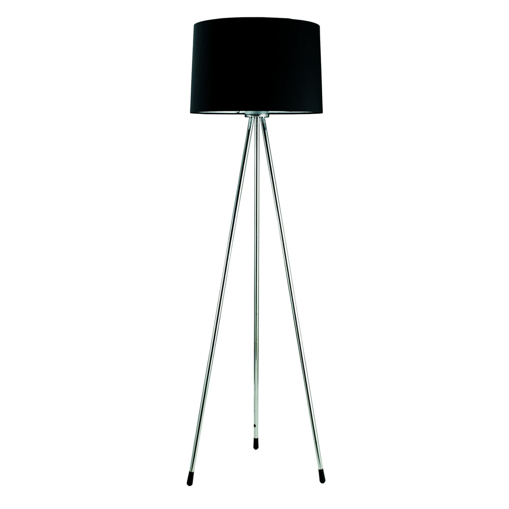 59" Silver Tripod Floor Lamp With Black Fabric Drum Shade - Homeroots - Flyclothing LLC
