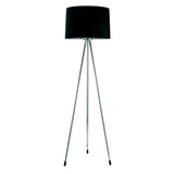 59" Silver Tripod Floor Lamp With Black Fabric Drum Shade - Homeroots