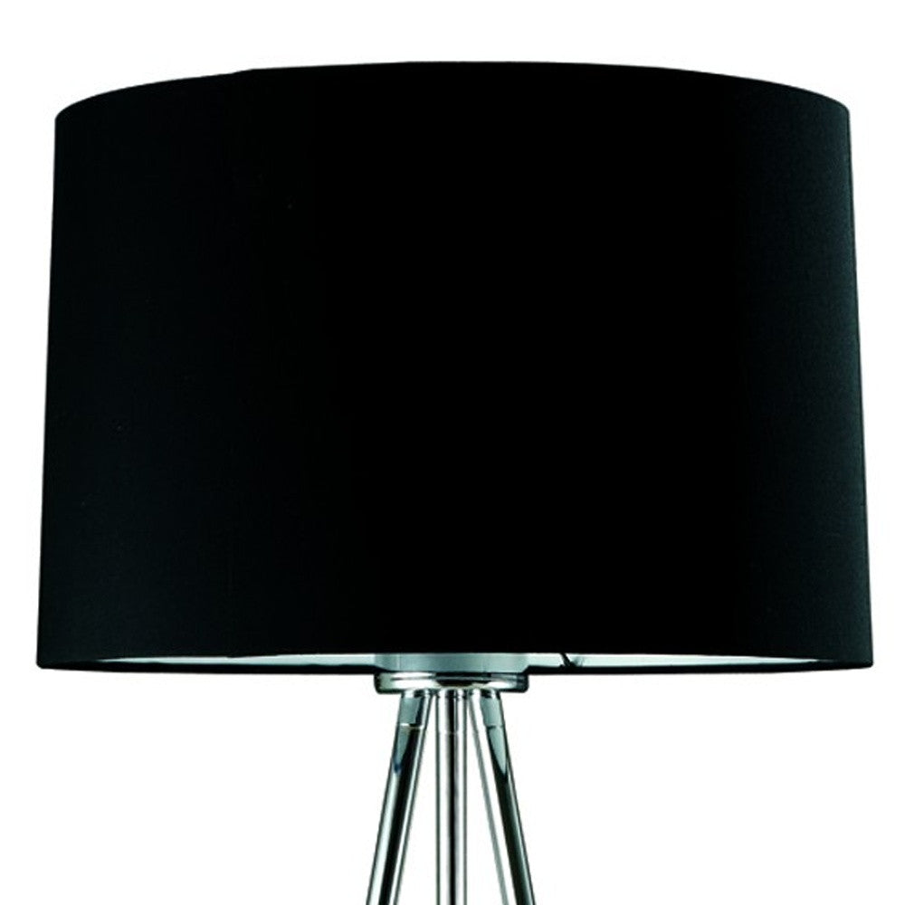 59" Silver Tripod Floor Lamp With Black Fabric Drum Shade - Homeroots - Flyclothing LLC